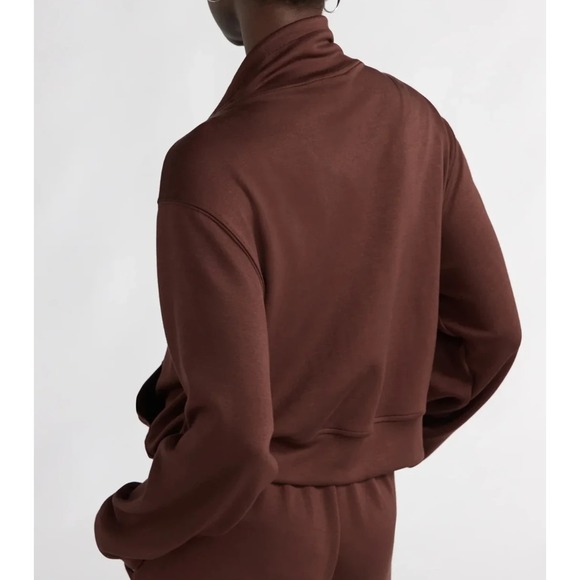 Scoop Womens ScubaKnit Funnel Neck Sweatshirt Size S Chicory Coffee Zip Pullover - Picture 2 of 7